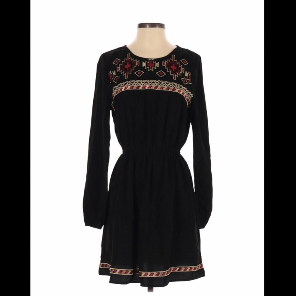 West 36th long sleeved fit and flare embroidered dress, size small